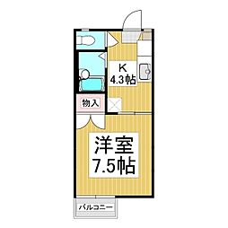 フレグランスS中島 1Kの間取図画像