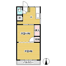北大手荘 2Kの間取図画像
