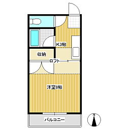 ビル 1Kの間取図画像
