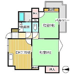 グランシアマンション鳳凰 2DKの間取図画像