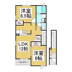 コスモパレス 2LDKの間取図画像
