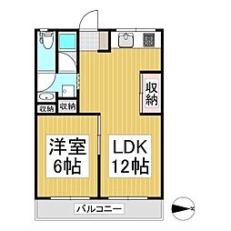 コーポセブン 1LDKの間取図画像