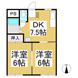 中沢ハイツ 2Kの間取図画像