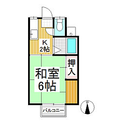 コーポ池田 1Kの間取図画像