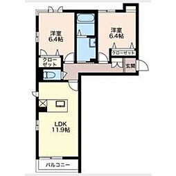シャーメゾン・ソレイユ 2LDKの間取図画像