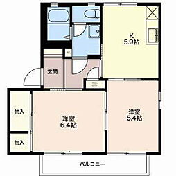 コーポウォーターミル中村B 2Kの間取図画像