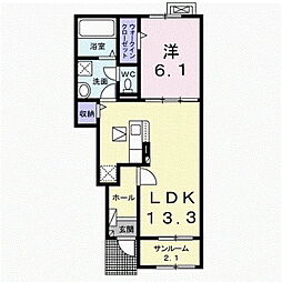 ヴィ・メゾン西軽井沢B 1階1LDKの間取り