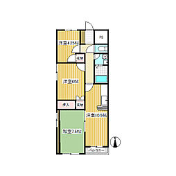 エバーグリーンフォーレスト 4階3LDKの間取り