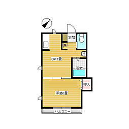 ハピネス軽井沢C 1DKの間取図画像