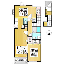 エヴァーラスティング 2LDKの間取図画像