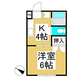スカイラークヒル 1Kの間取図画像