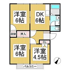 フレグランスA&B 3DKの間取図画像