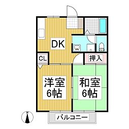 サン・ヴェール 2DKの間取図画像