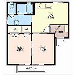 フレグランスHONEYN 2DKの間取図画像
