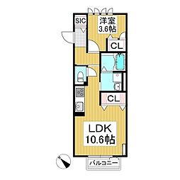 ブランショコラ 1LDKの間取図画像