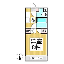 グランドハイツ中込 1Kの間取図画像