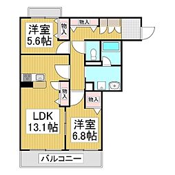 ベレオ西軽井沢 2LDKの間取図画像