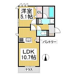 トリシア佐久平 花 1LDKの間取図画像