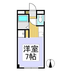 レジデンスKurasawa 2階1Kの間取り