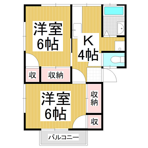 徳永ハイツ ｜長野県長野市宮沖(賃貸アパート2K・2階・38.00㎡)の写真 その2