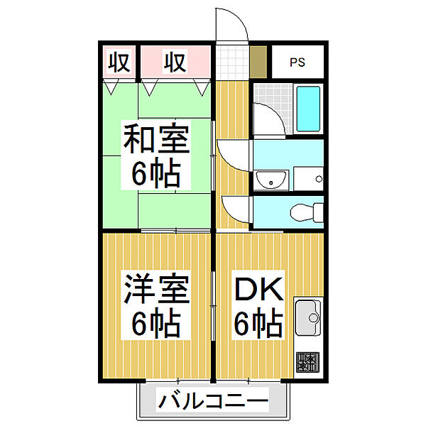 エスポワール ｜長野県長野市松岡2丁目(賃貸アパート2DK・1階・43.00㎡)の写真 その2