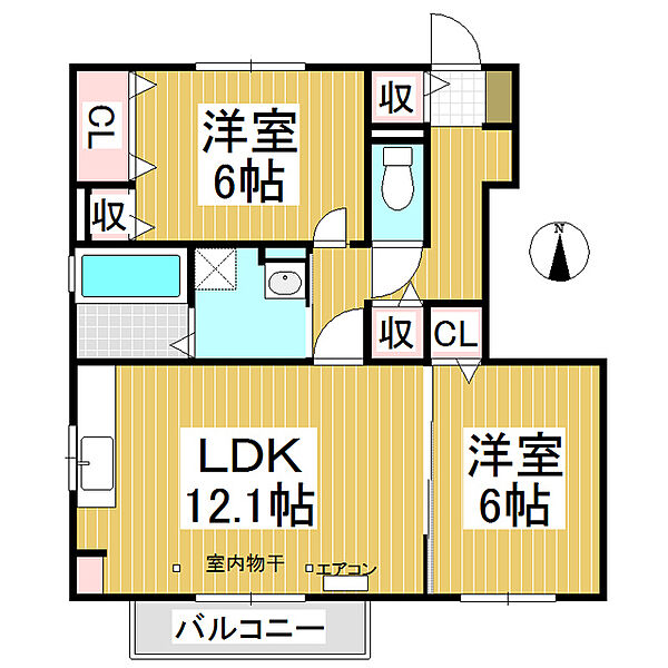 グレイセス尾張部　Ａ ｜長野県長野市大字北尾張部(賃貸アパート2LDK・1階・60.32㎡)の写真 その2