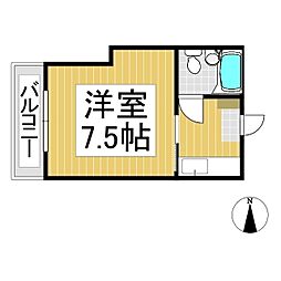 第一コーポシモダ 2階1Kの間取り