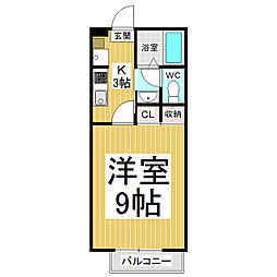 メゾンソレイユ 1階1Kの間取り