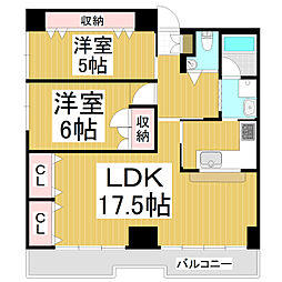 ゆたかビル 3階2LDKの間取り
