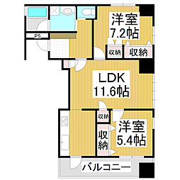 グランヴィル南千歳一番館 1階2LDKの間取り