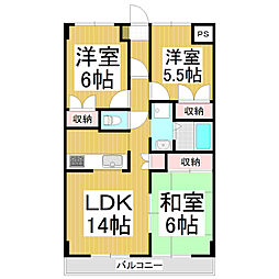 八紘レジデンス 3階3LDKの間取り