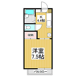 ベルメゾン安茂里 1階1Kの間取り