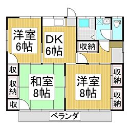 稲葉北村様貸家(979-2） 3DKの間取り
