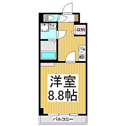 八雲ビル 8階1Kの間取り