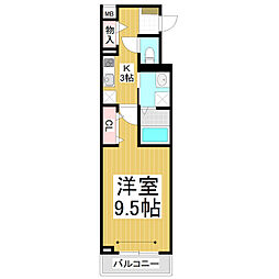 仮）上千歳町共同住宅 3階1Kの間取り