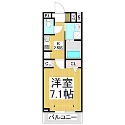 仮）上千歳町共同住宅 1階1Kの間取り
