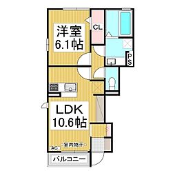 メゾン・ド・クーネル 1階1LDKの間取り