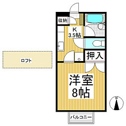 ファンタジー21　Ｄ棟 1階1Kの間取り