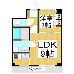 クローバーハイツ 3階1LDKの間取り
