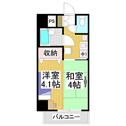 JR信越本線 長野駅 徒歩3分の賃貸マンション 6階1Kの間取り