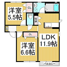 ファイン　Ａ 1階2LDKの間取り
