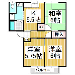 しなの鉄道北しなの 長野駅 バス20分 湯谷小学校下車 徒歩6分の賃貸アパート 2階3Kの間取り