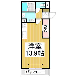（仮）ベレオ中御所 1階ワンルームの間取り
