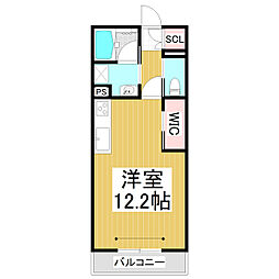 （仮）ベレオ中御所 1階ワンルームの間取り