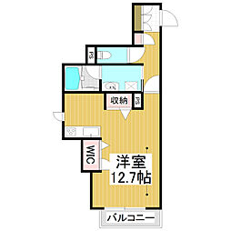（仮）ベレオ中御所 2階ワンルームの間取り
