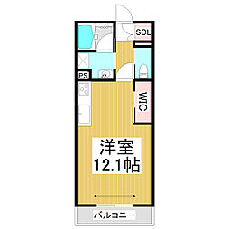 （仮）ベレオ中御所 3階ワンルームの間取り