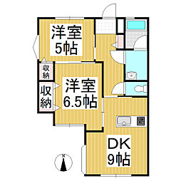 ハウスルピナス 2DKの間取図画像