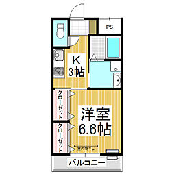 おとめ座スピカ 1Kの間取図画像