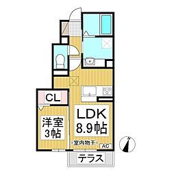 蔵谷ハイツ 1LDKの間取図画像