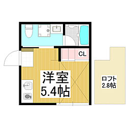 CAQZATOREmiwa椛 ワンルームの間取図画像